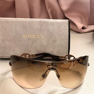 Gucci Brown Shield Sunglasses with Gradient Lens